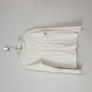 MARLED REUNITED CLOTHING Ivory/Cream Chenille Cable Knit Mock Neck Sweater